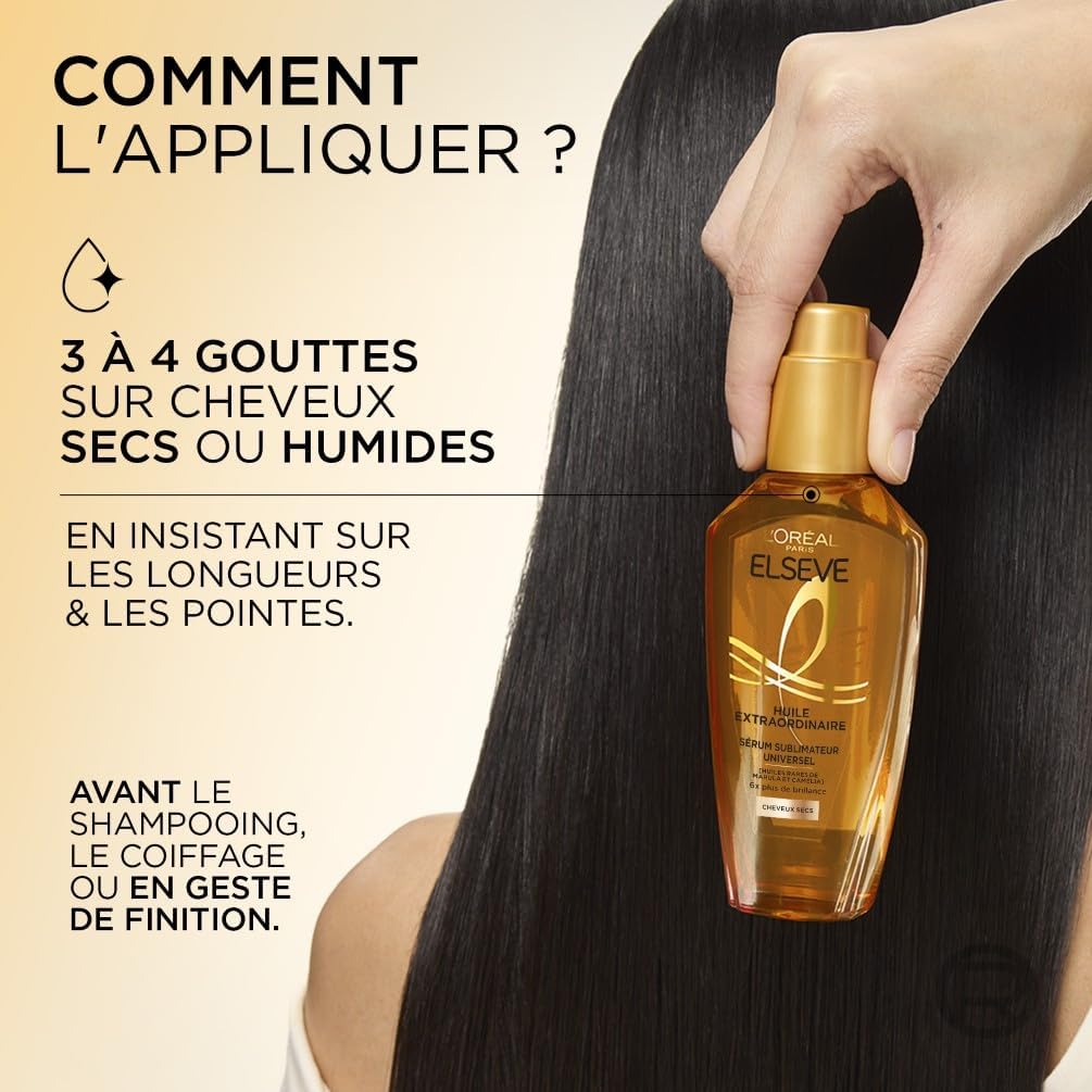 L'Oréal Paris - Elseve Huile Extraordinaire - 100ml - huiles marula & camélia, nourrissant, sans rinçage