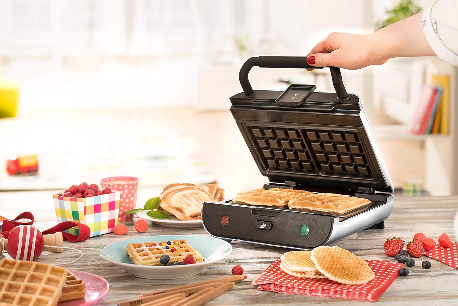 SENYA - gaufrier 2 en 1, plaques antiadhésives, rangement facile (M)