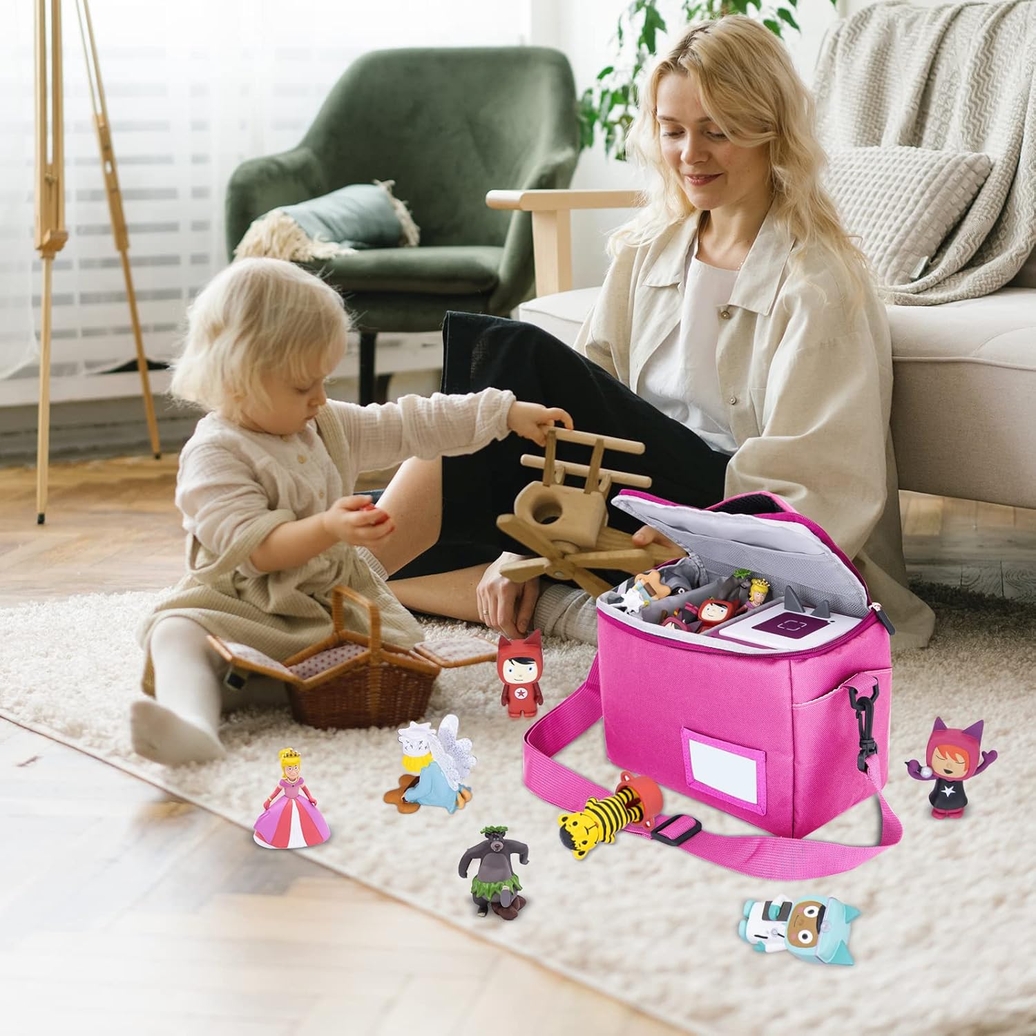 Sac de transport enfants Toniebox - polyester rose - rangement compact