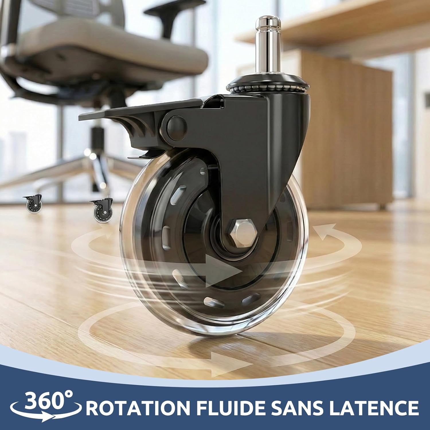 COSYLAND - Set de 5 roulettes 11x22 mm - frein, sols protégés, durable