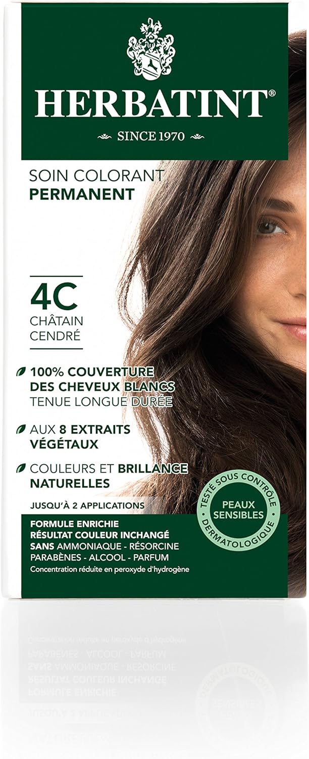 Herbatint - soin colorant permanent cheveux 150ml - sans ammoniaque, 100% couvrant, 8 extraits bio, 4C