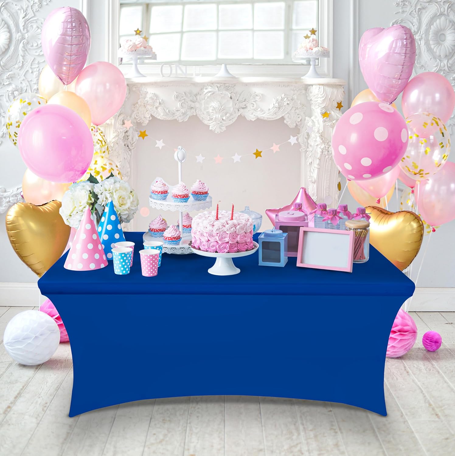 Utopia Kitchen - nappe extensible - 122 cm - polyester/spandex, lavable, infroissable, lot de 2, bleu