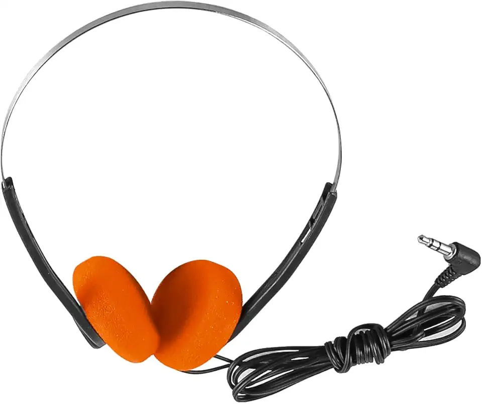 Casque supra-auriculaire rétro - léger, stéréo Hi-Fi, orange, compatible téléphones/Walkman