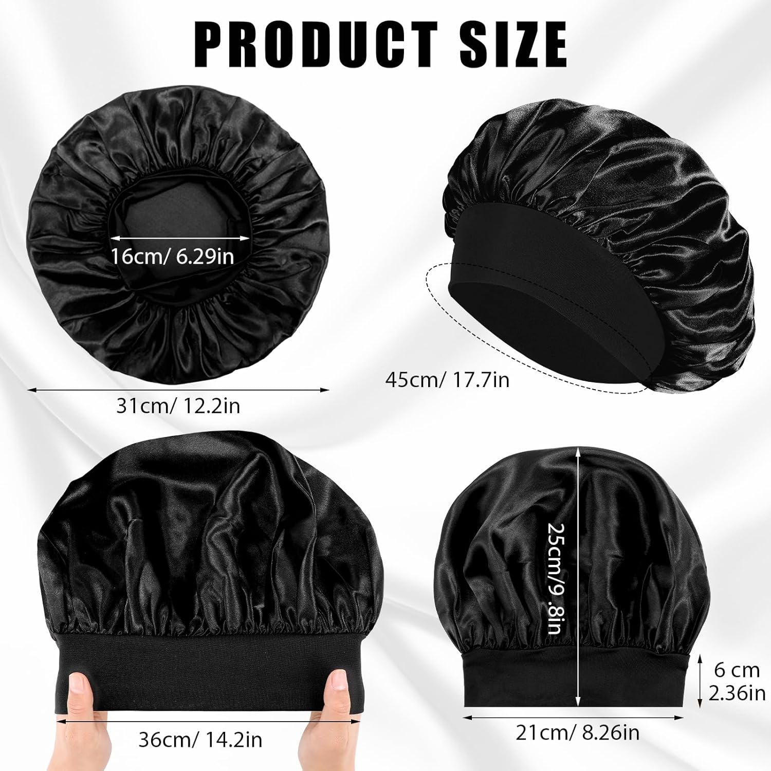 Bonnet satin cheveux nuit - élastique, soin, soie - confort nocturne