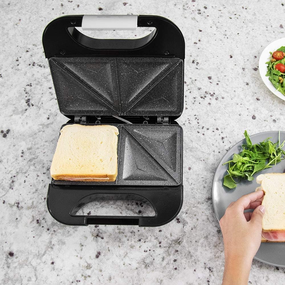 Cecotec - Rock'n Toast Fifty-Fifty - 2 sandwichs - 750W, revêtement antiadhérent