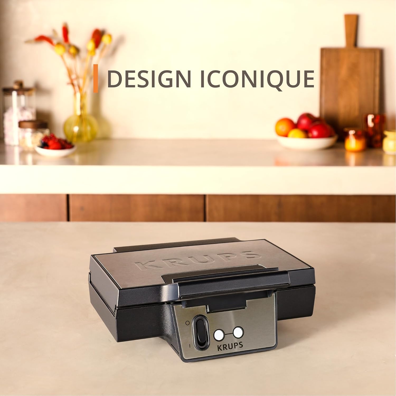 Krups - croque-monsieur compact acier inox, plaques céramique, FDK464