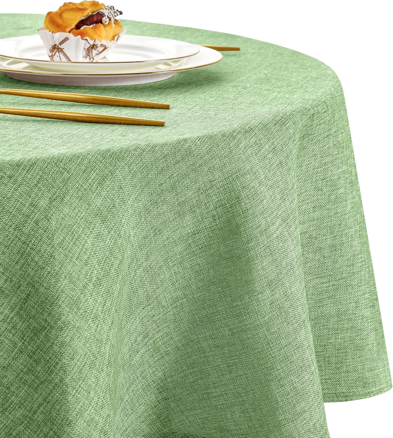 DWCN - nappe ronde effet lin 140 cm - lavable et imperméable