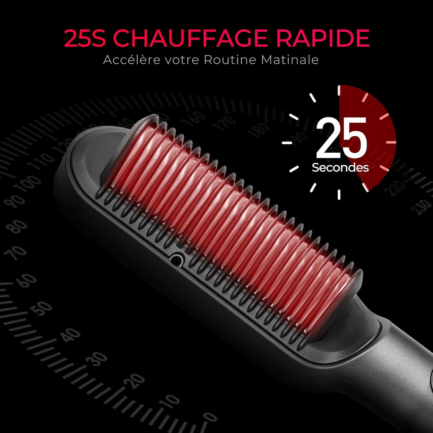 TYMO - Ring Plus - Brosse lissante, 9 températures, ions négatifs, LCD, 120-210°C