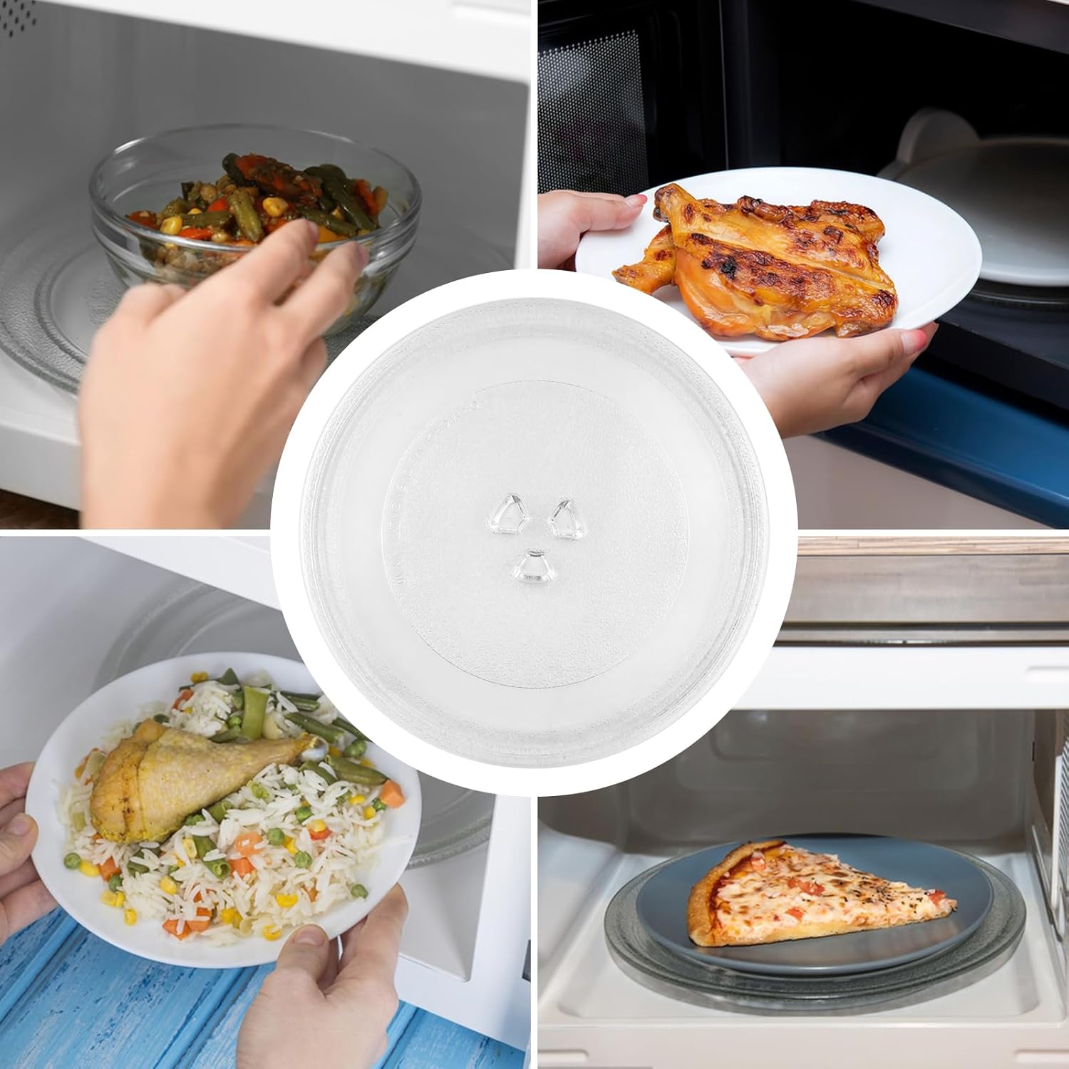 Plateau Micro Ondes - verre 24,5 cm - 3 fixations, type Y, support rond