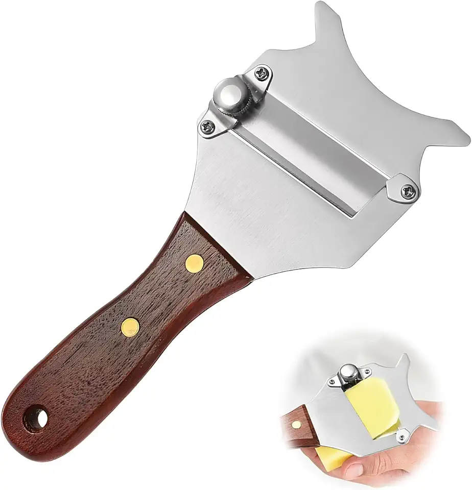 Trancheur de truffes inox poignée bois, réglable, trou suspendu, lame professionnelle