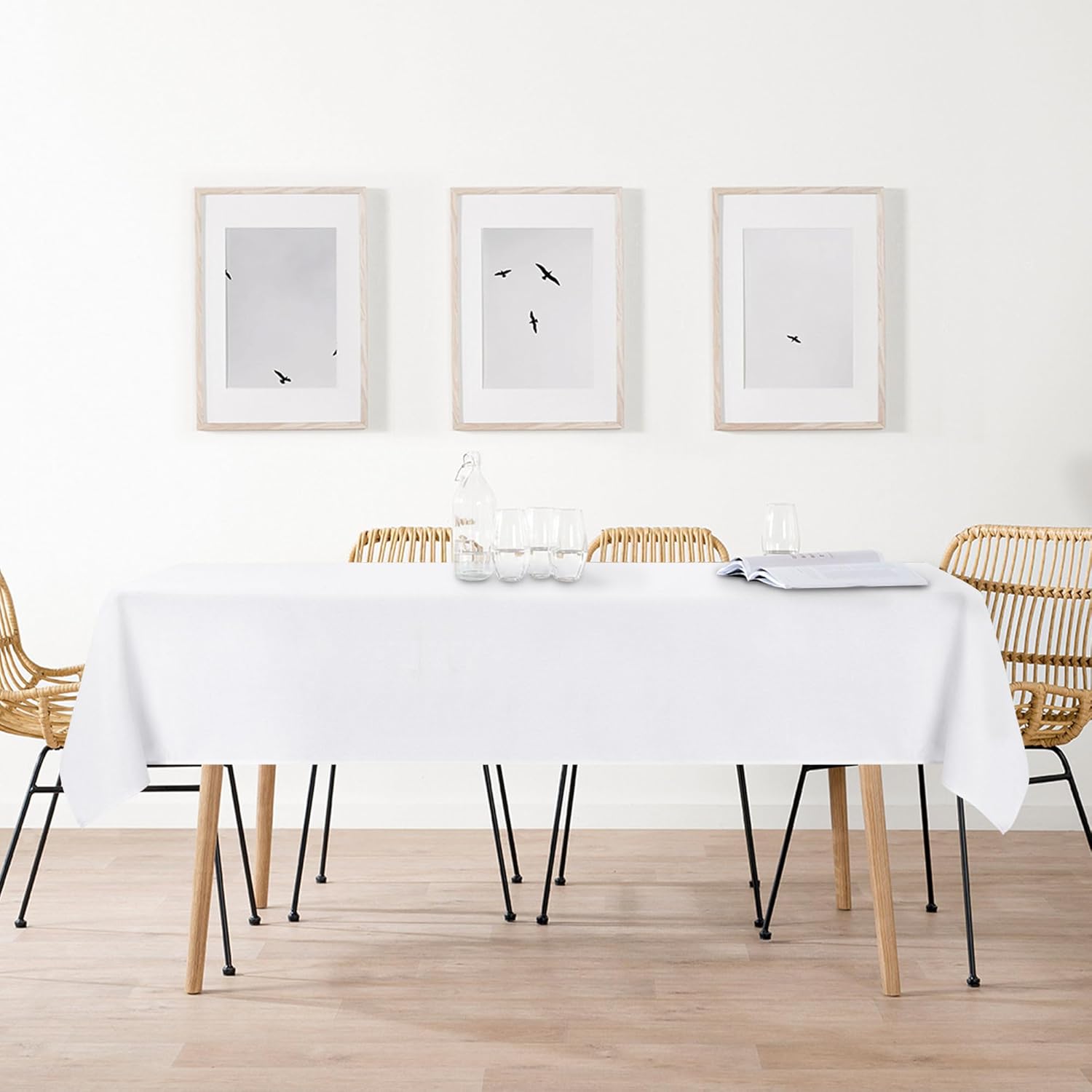 DWCN - Nappe Aspect Lin 135x200cm - Lavable Imperméable Anti-Tache