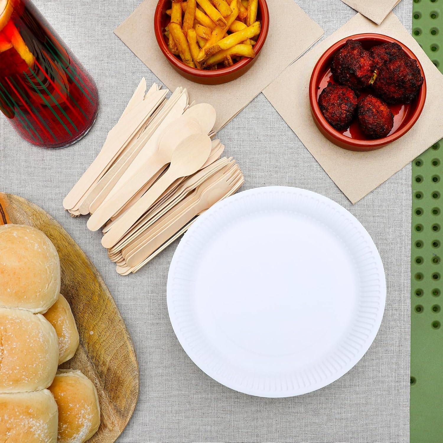 Talking Tables - Couverts bois fête/camping 16cm - 150 pièces