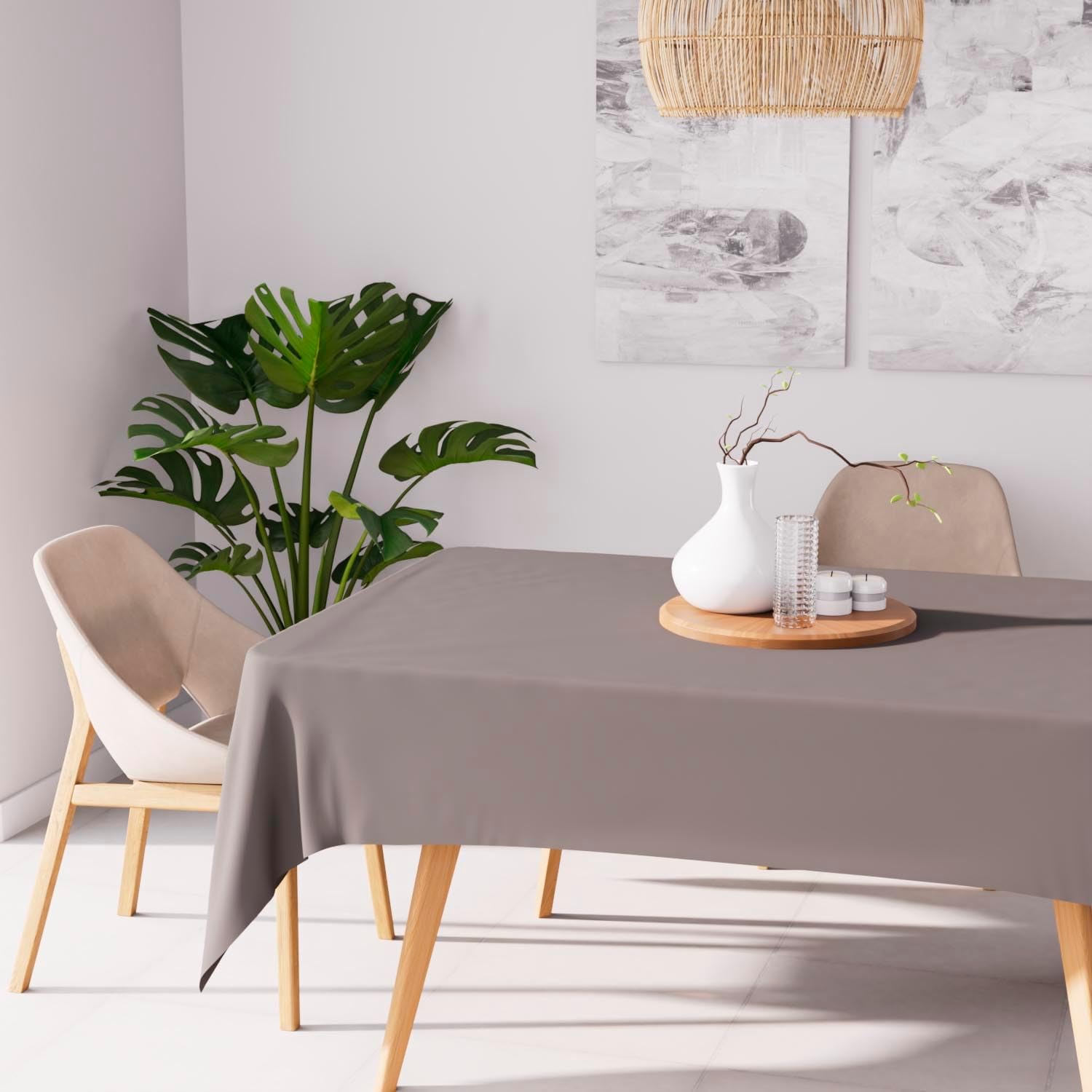 Soleil d'Ocre - Alix nappe rectangle 160x270 cm anti-tâches polyester marron