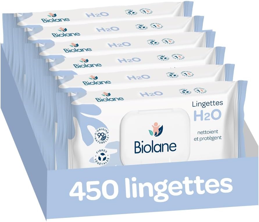 Biolane - Lingettes bébé lot 6x75 - 450 unités - nettoyage doux sans rinçage