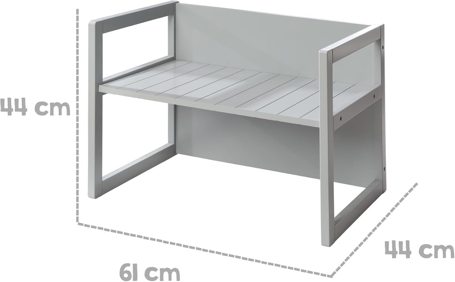 Roba - Banc Enfant 2en1 réglable, convertible table/bureau, 57x44cm, 60kg, gris
