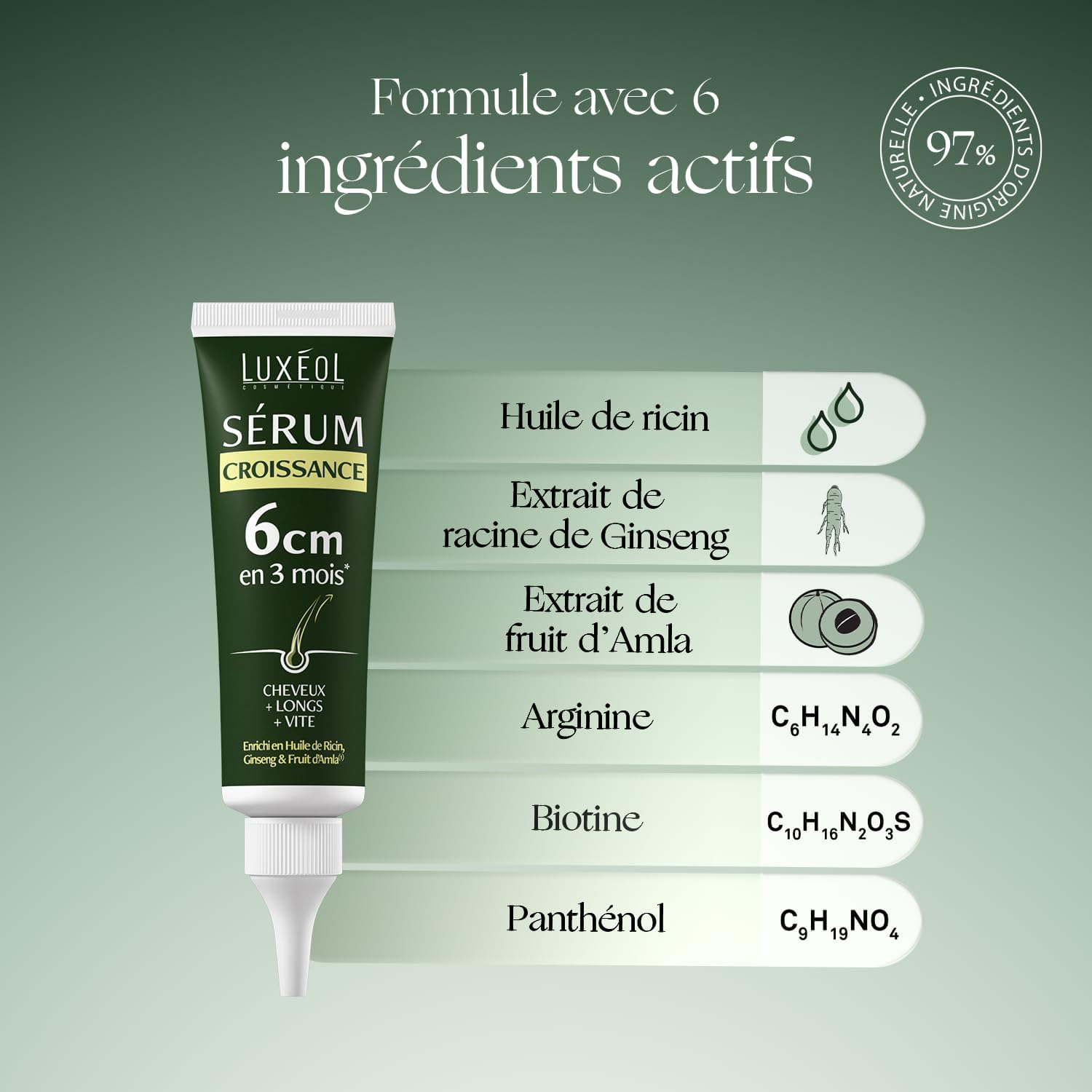 Luxeol - Sérum Capillaire 50ml - Croissance +6cm, huile ricin, amla, ginseng