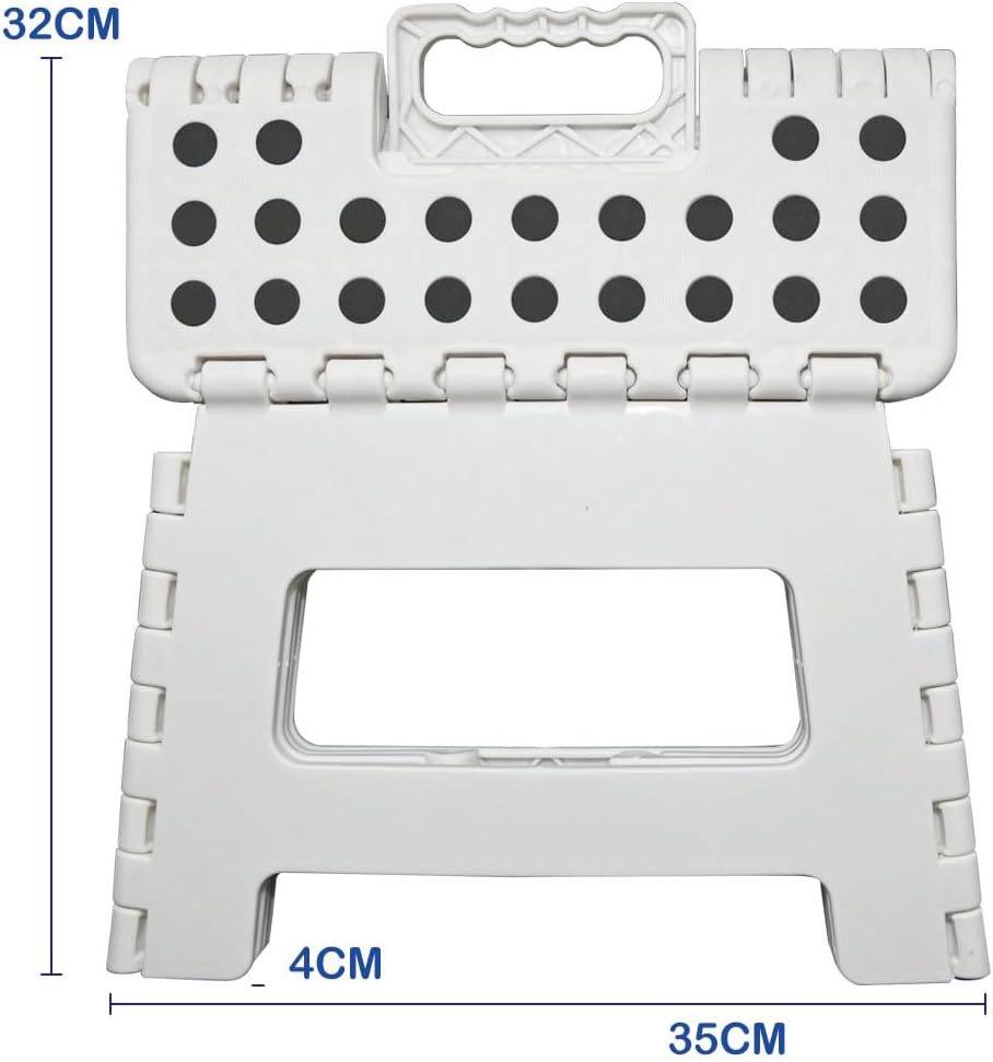 Armo - Tabouret Pliant Blanc - poignée, compact, 150 kg