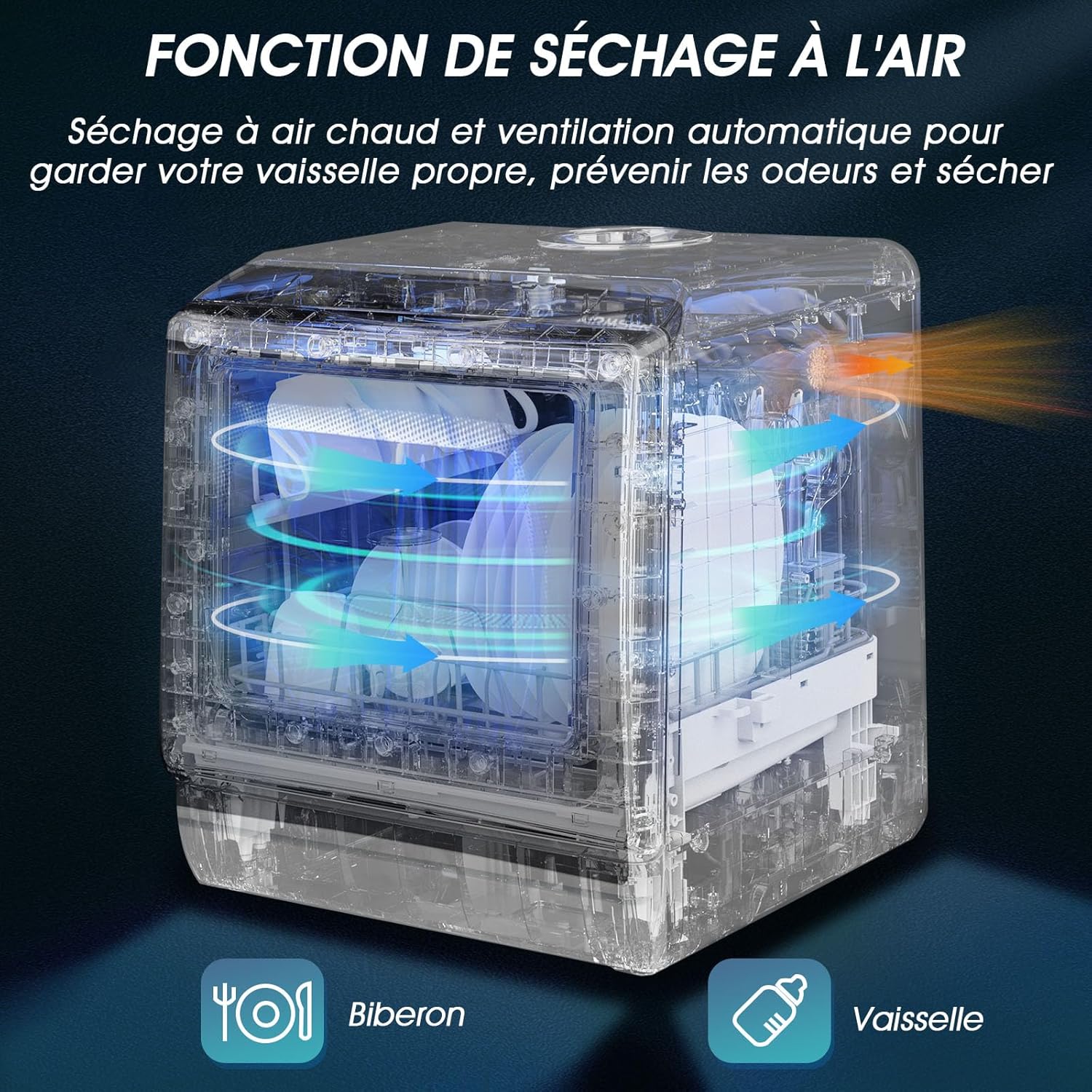 AIRMSEN - Mini lave-vaisselle compact - 5L - 5+1 programmes, écran LED