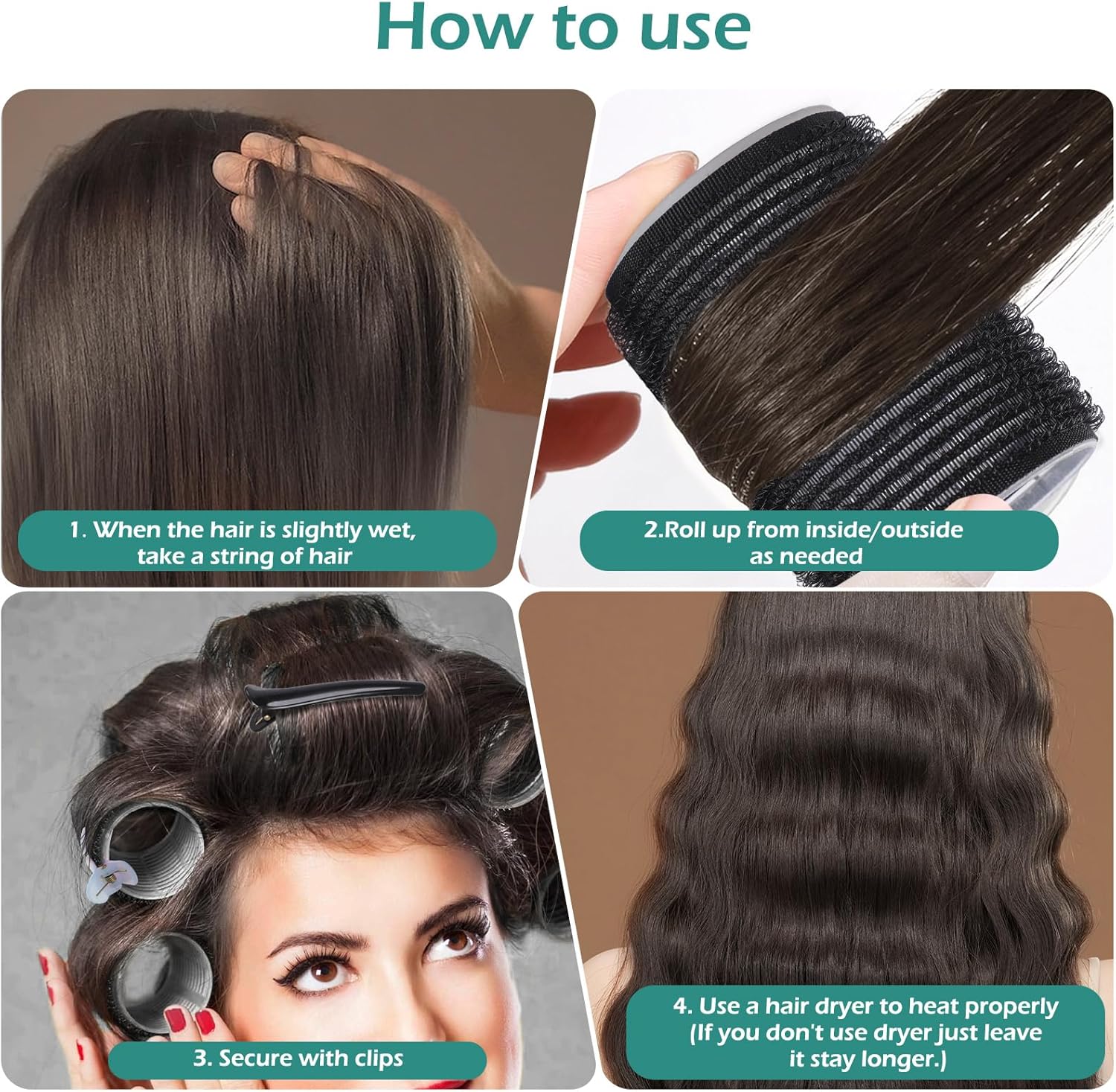 GeeRic - bigoudis auto-agrippants 33pcs - sans chaleur, avec pinces et peigne