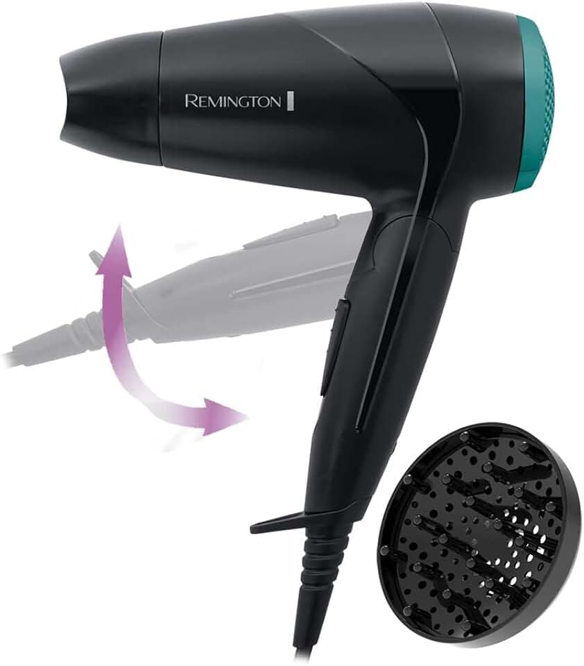 Remington - Sèche-cheveux On the Go, compact, 2000W, 2 températures, D1500