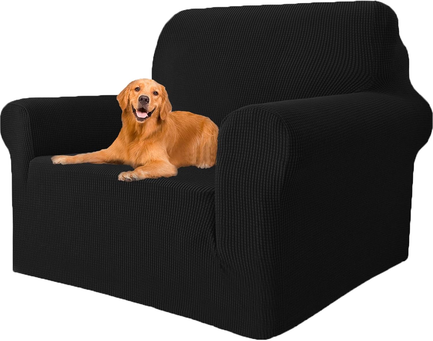 Housse canapé 1 place - extensible - noir - antidérapante, anti-tache