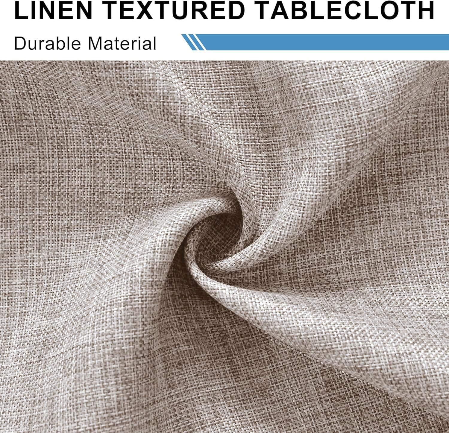 DWCN - nappe ronde Effet Lin - 140 cm - imperméable, anti-tache