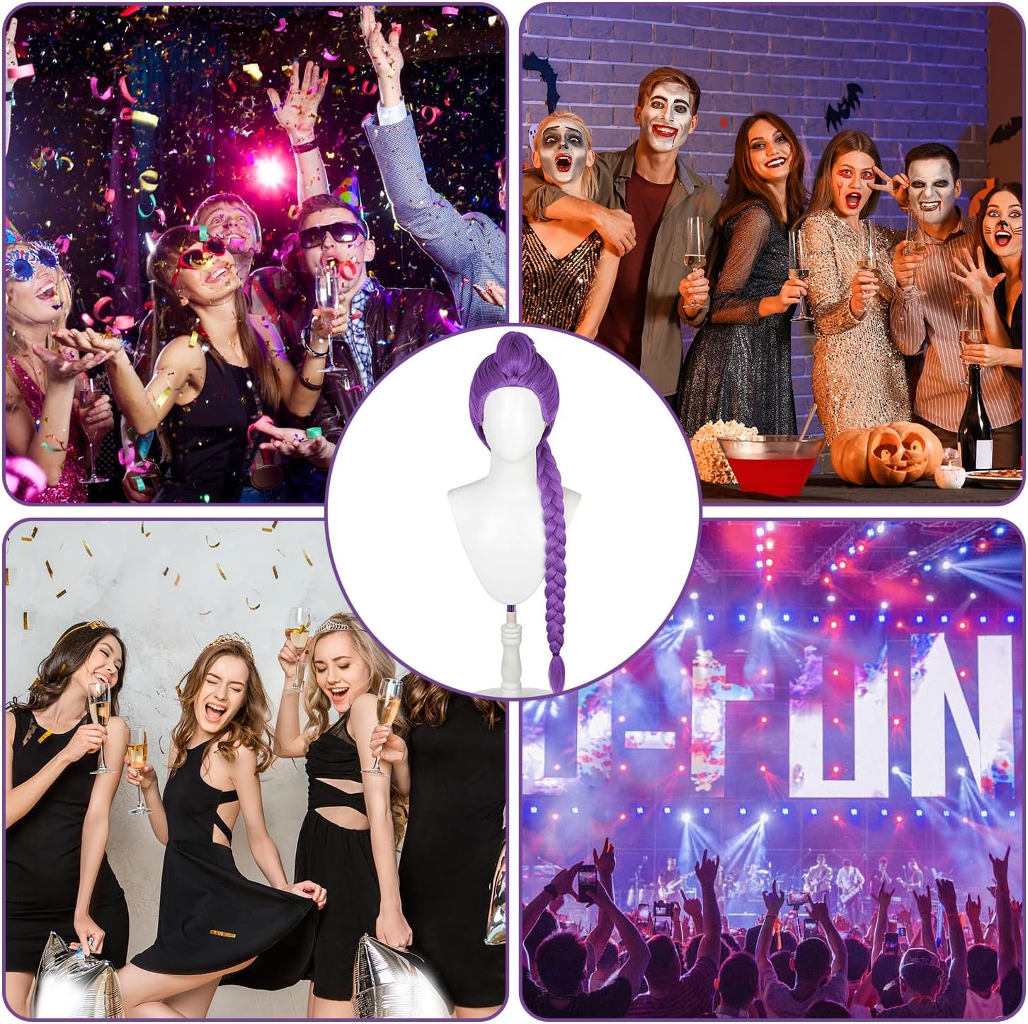 Perruque enfant - Chasseur violet - Taille junior - Accessoire réaliste pour Halloween et carnaval