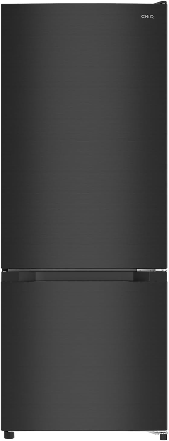 CHIQ - réfrigérateur congélateur 205L, classe E, acier noir, portes réversibles, FBM205L42