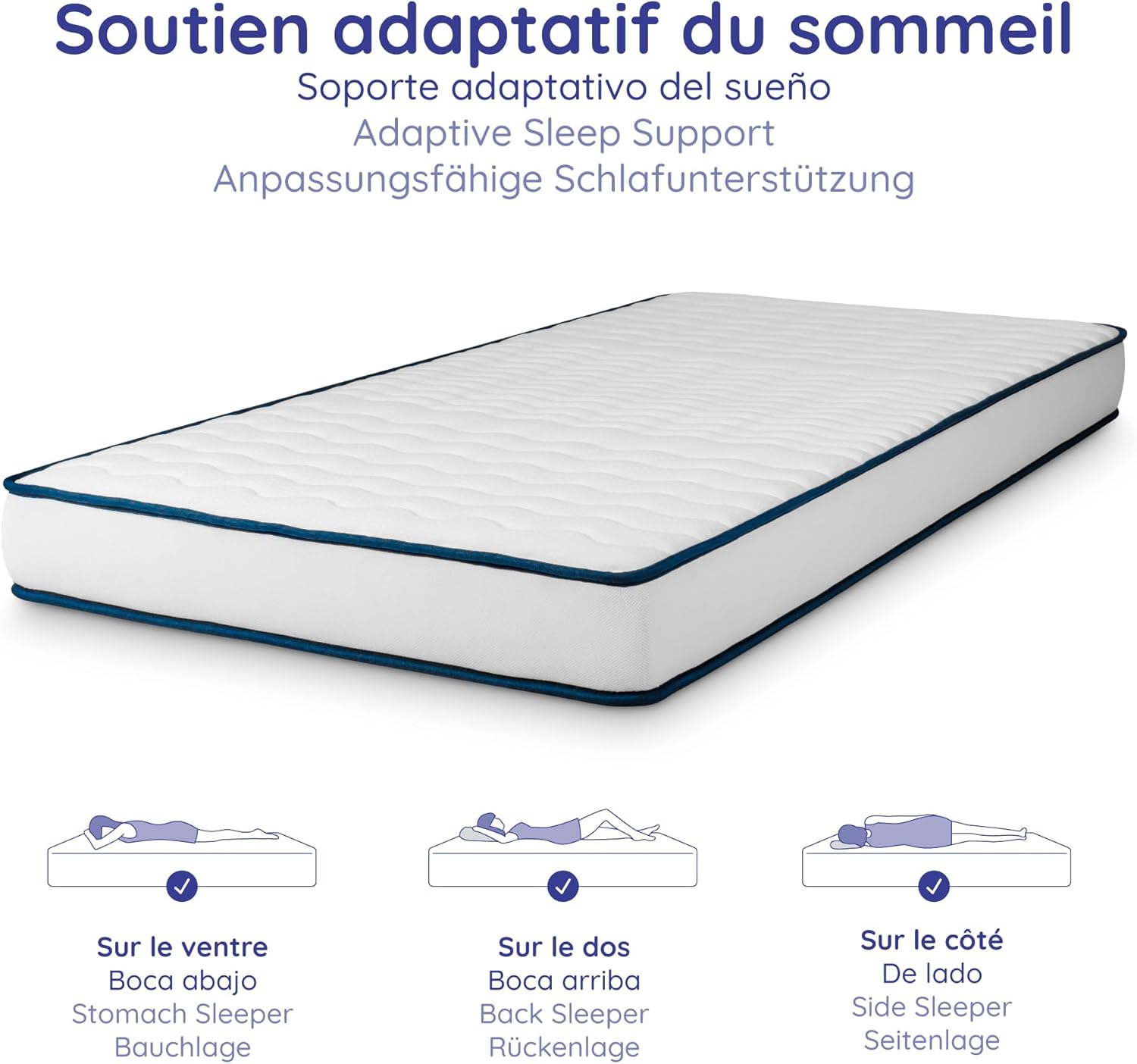 COSMOS - Upsilon - 90x200 cm - mousse mémoire, latex, 7 zones, réversible