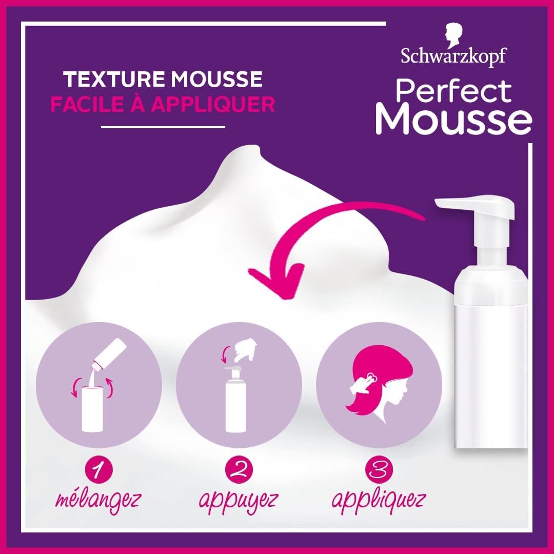 Schwarzkopf - Perfect Mousse - coloration mousse permanente, soin sans ammoniaque, 96% naturel - Expresso Givré 400