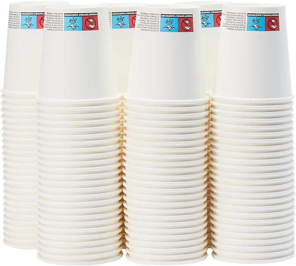 maxiidealz Basics - Gobelets en carton - 207 ml - 150 unités, pour boissons chaudes, blanc