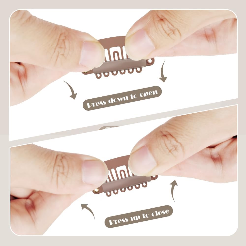 Dreamlover - Pinces à perruque métal - 30 pièces - marron clair, fixation sécurisée
