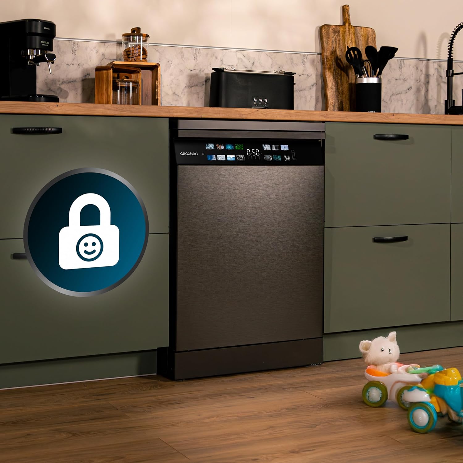 Cecotec - Bolero Aguazero 6700 Dark B - 60cm - 15 couverts, classe B, moteur Inverter Plus, Turbo Dry+