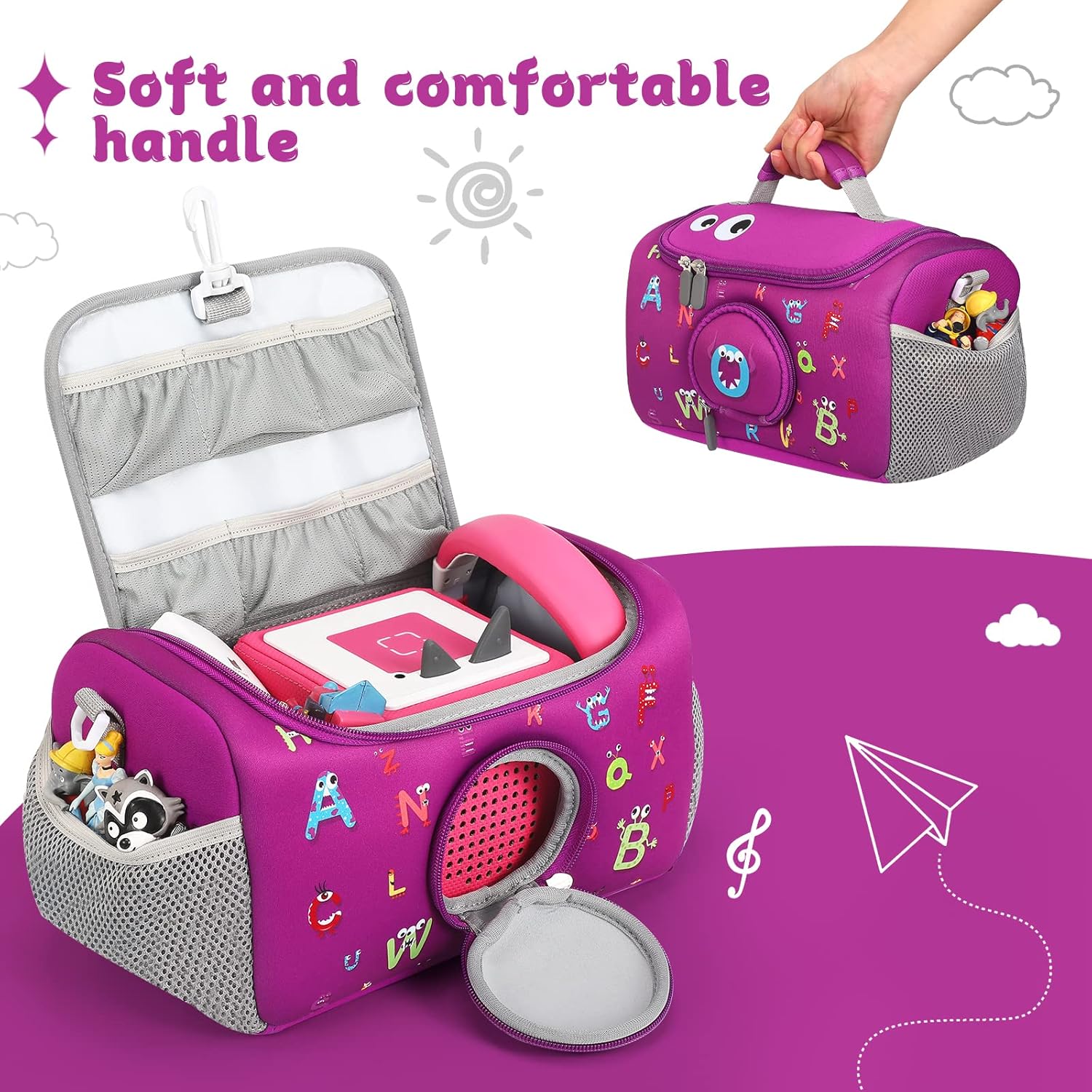 Étui de transport Toniebox - violet - organiseur compact, pour figurines et accessoires