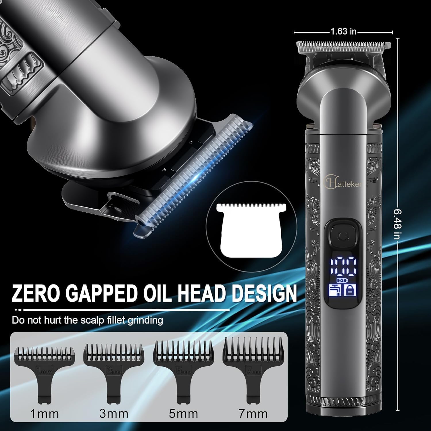 Hatteker - tondeuse barbe sans fil, compacte, autonomie 609G