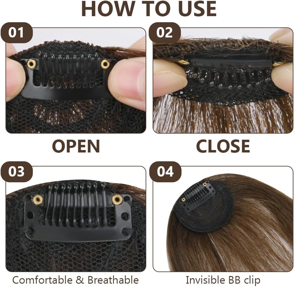 LOPHE - Frange à clip cheveux humains - marron foncé - bangs tressés