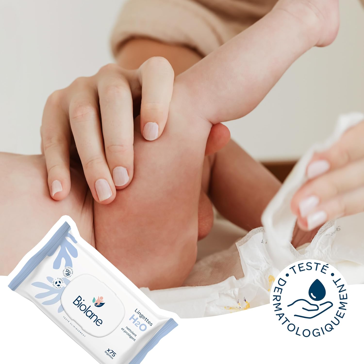 Biolane - Lingettes bébé lot 6x75 - 450 unités - nettoyage doux sans rinçage