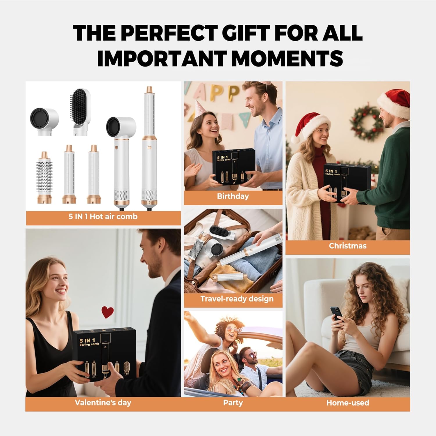 OKWRAP - Airbrush 5 en 1 - styler multifonction cheveux ionique