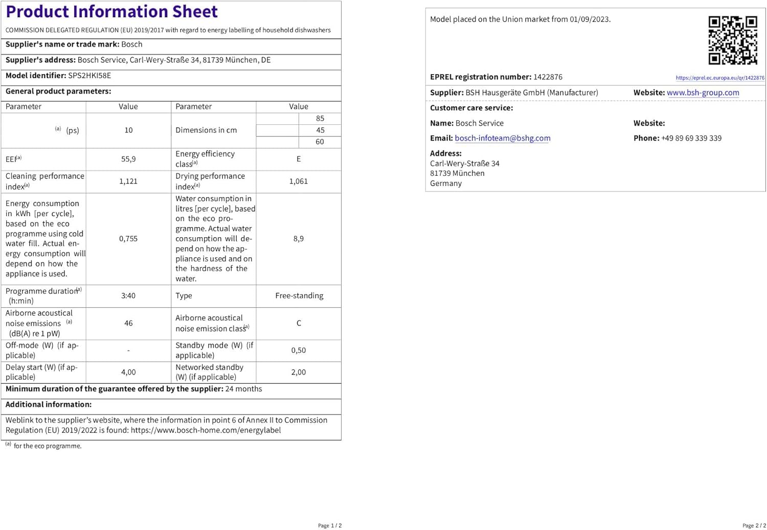 Bosch - lave-vaisselle Série 2 - 45 cm - 10 couverts, Home Connect, inox, SPS2HKI58E