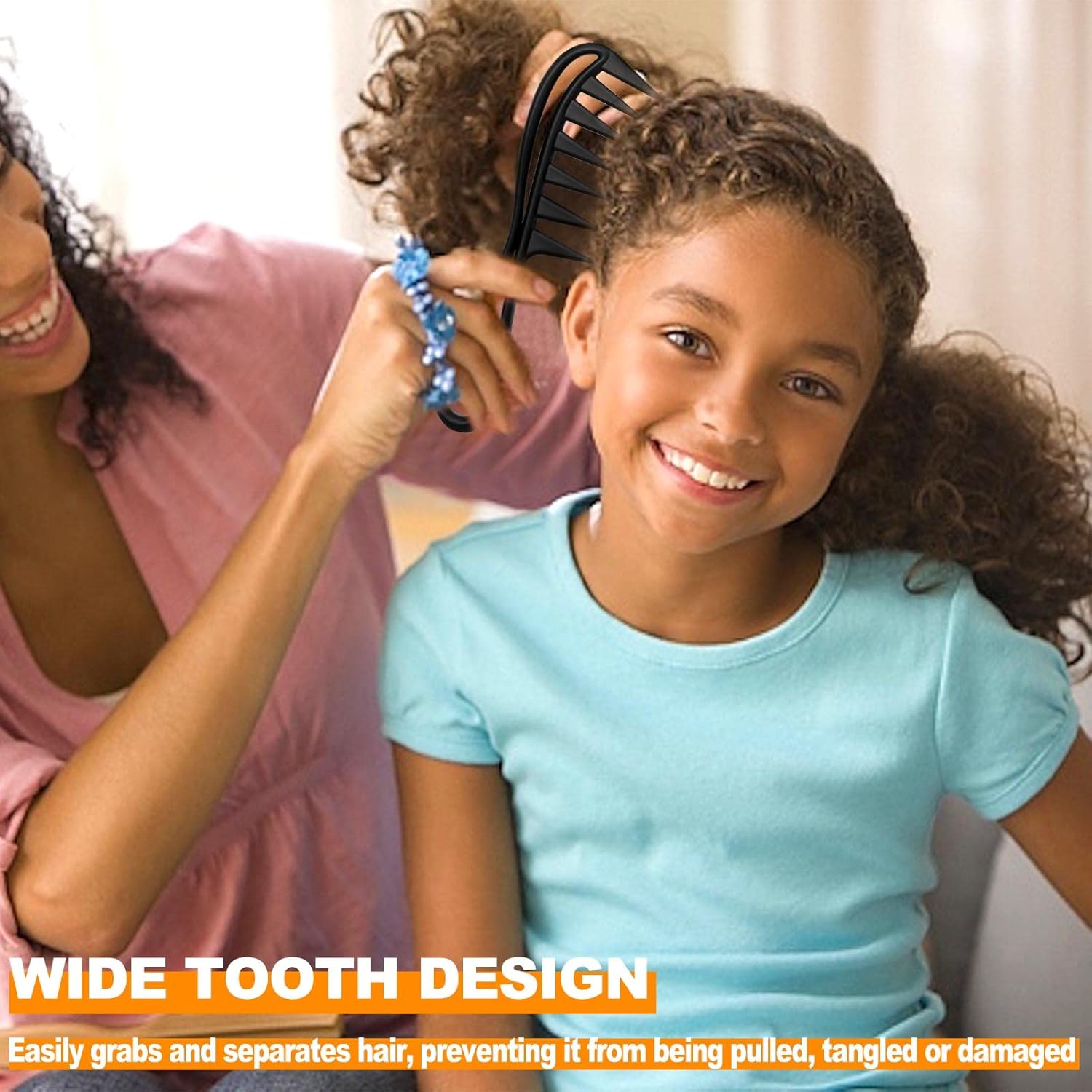 Peigne de requin - dents larges, antistatique, cheveux bouclés, 20cm