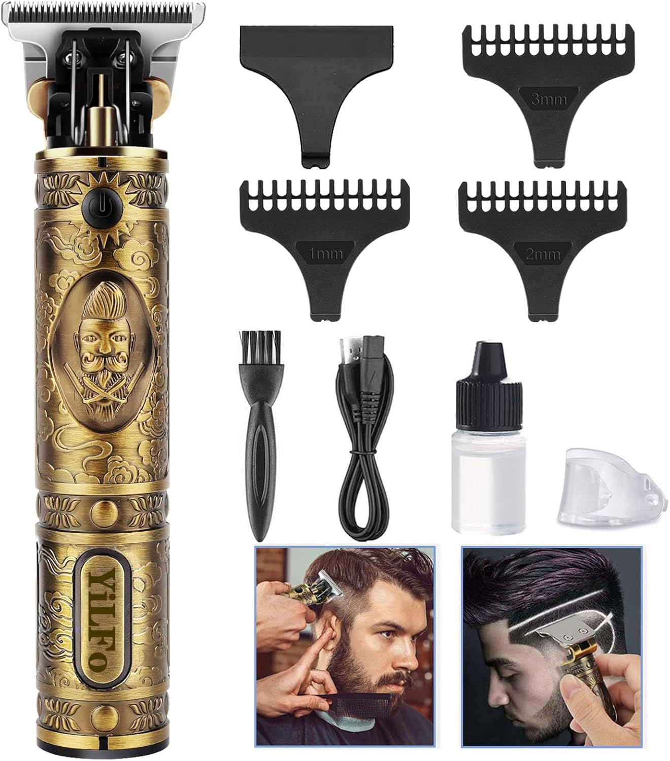 YiLFo - tondeuse cheveux et barbe homme - rechargeable USB, silencieuse, kit complet - YILFO