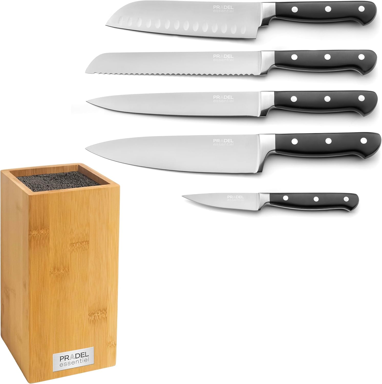 Blason - bloc spaghettis bambou 5 couteaux - inox 13C satiné noir