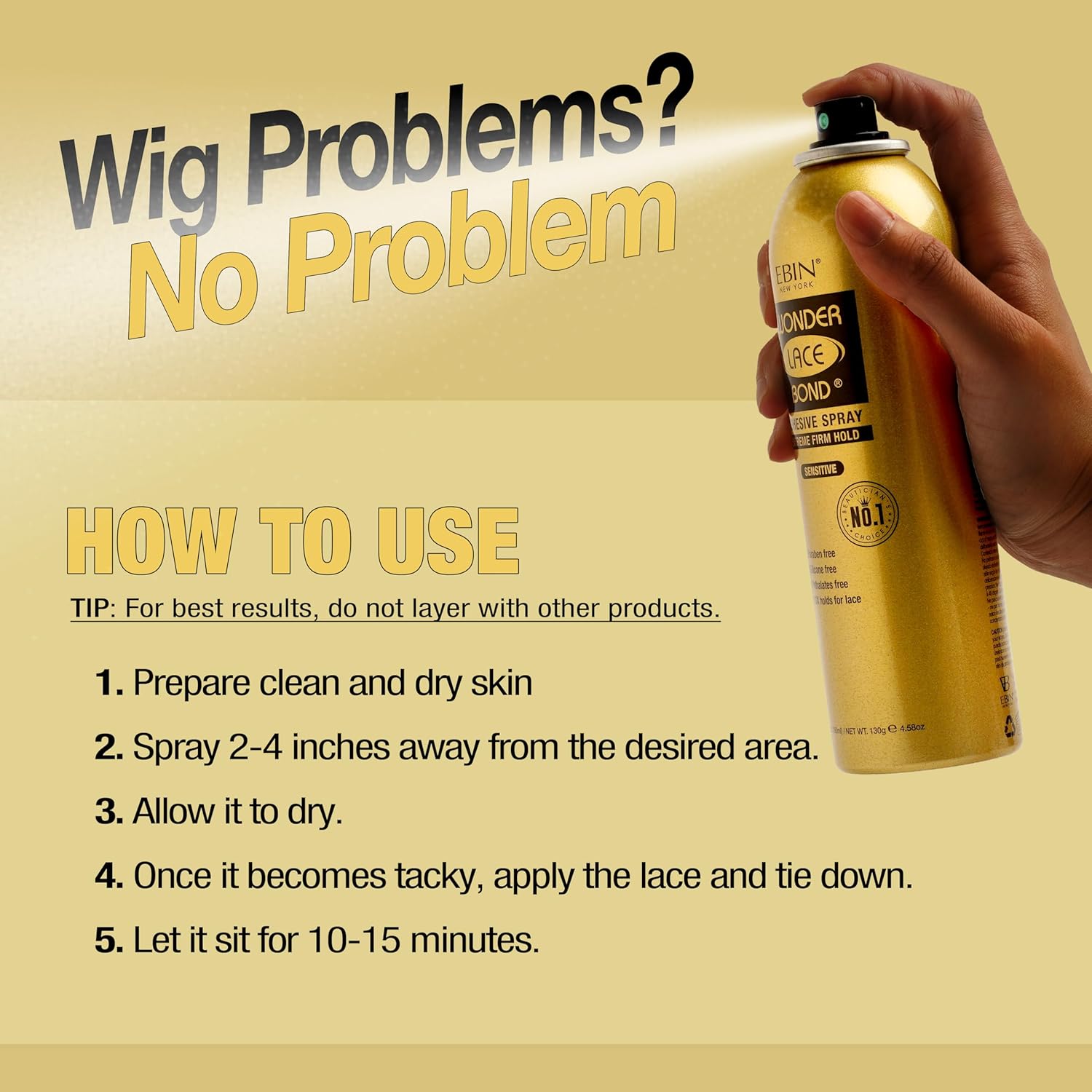 EBIN - Wonder Lace Bond Spray - 400ml - adhésif pour perruque sensible