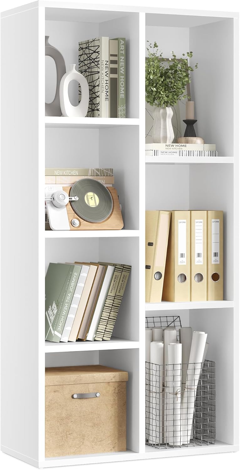 VASAGLE - bibliothèque 7 compartiments - blanc - étagère cubique LBC27WT