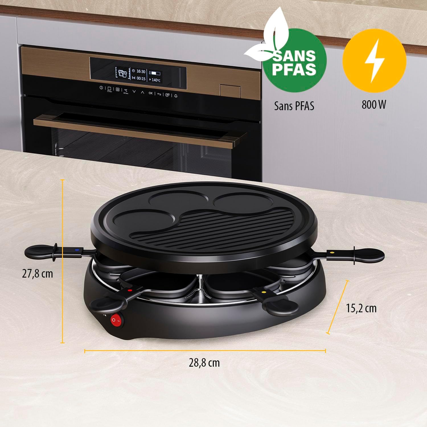Tristar - Raclette RA-2998 - Ø29cm - 6 poêlons, crêpe, grill, 800W