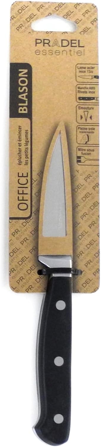 Couteau d'office - Blason - lame 9cm, inox 13C, finition satinée, noir