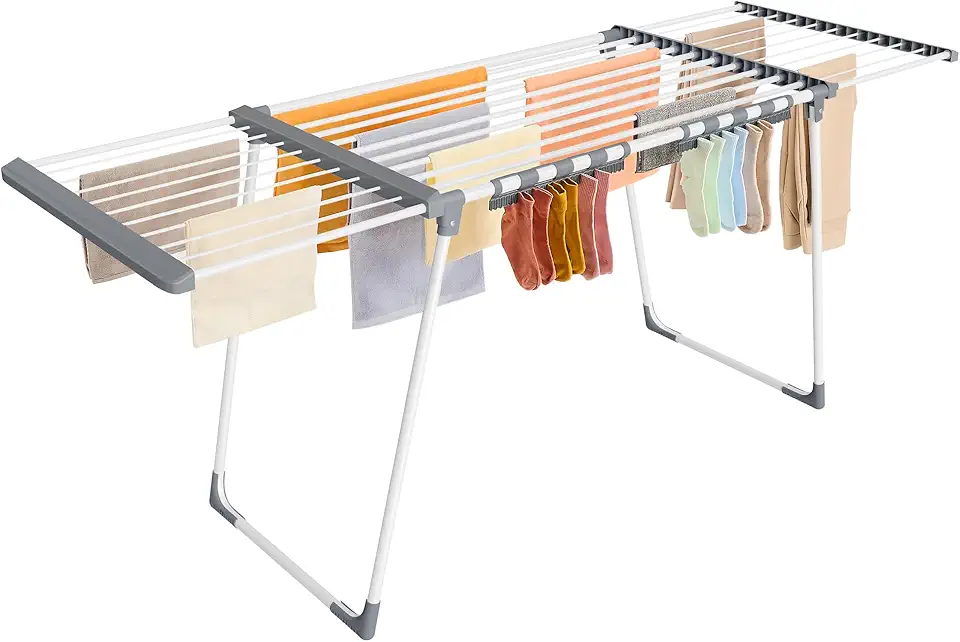 SONGMICS - étendoir pliable - 22 m - ailes extensibles, porte-chaussettes, LLR522WK01