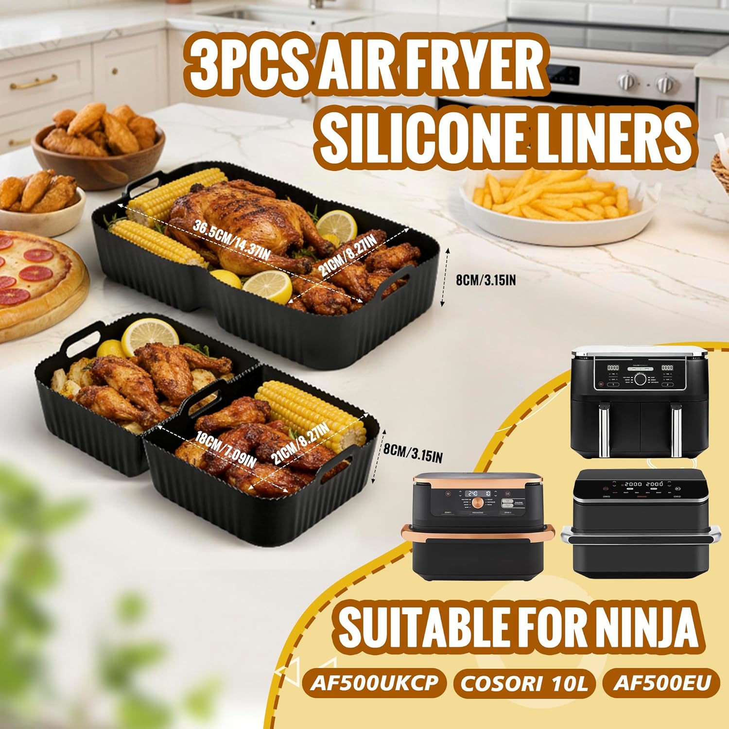 Accessoires Air Fryer silicone - 10,4L - résistant, lot 3pcs - AF500EUCP