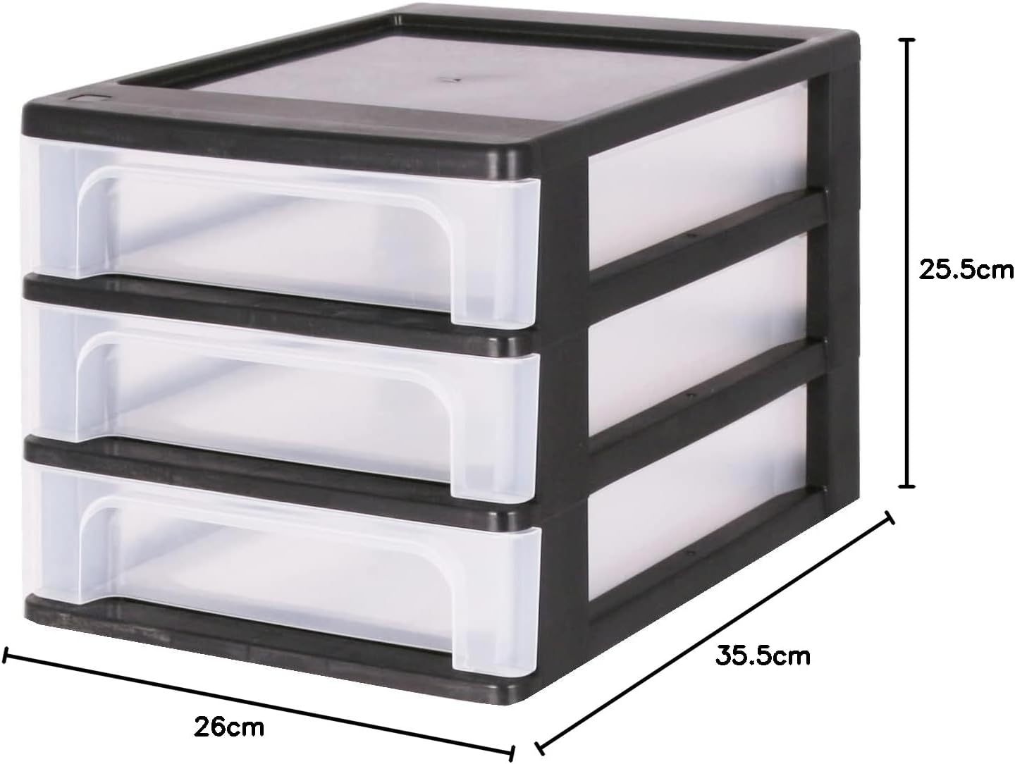 Iris Ohyama - OCH-2030 - 3 tiroirs A4 plastique noir, sans BPA