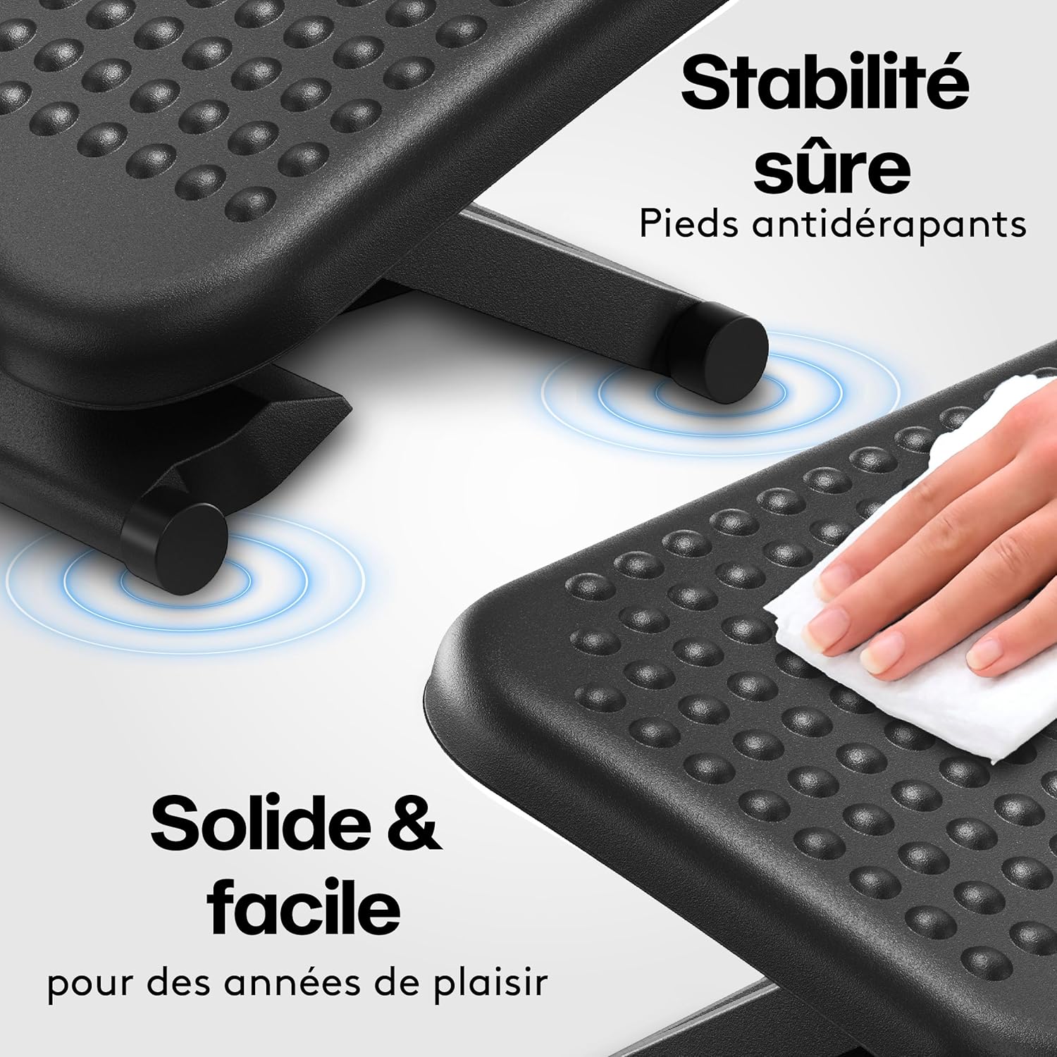 ACROPAQ - repose-pieds 3 hauteurs - inclinaison -30°/+30° - antidérapant, gris